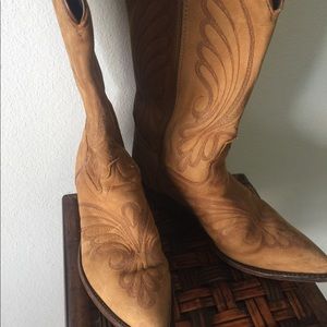 Leather girls cowboy boots